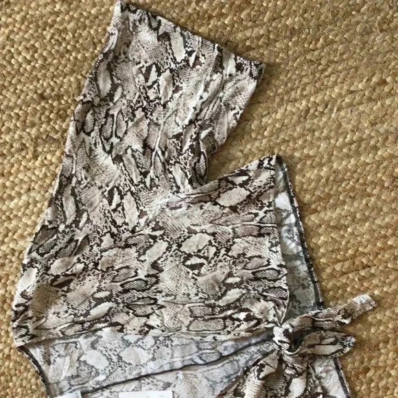 Shade & Shore Cover up Beach Blouse Animal Print Tie front 5 - Picture 3 of 4